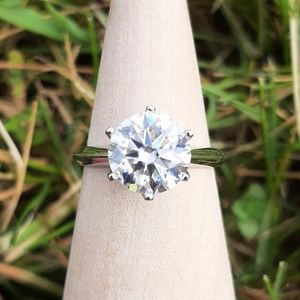 Certified 3ct t.w. Moissanite Round Solitaire Wedding Engagement Ring NEW